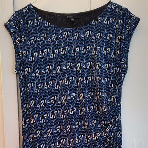 Chaus Blue/Black Patterned Dress - Size Large